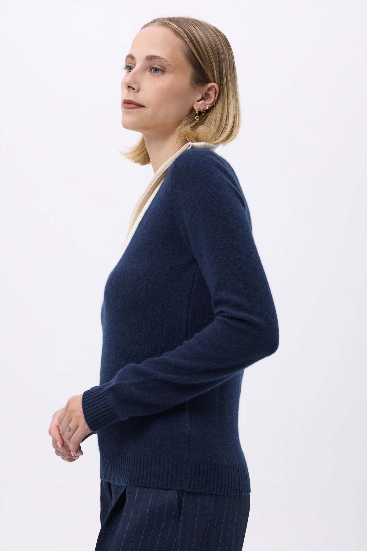 Emilie bleu marine blanc