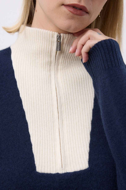 Emilie bleu marine blanc