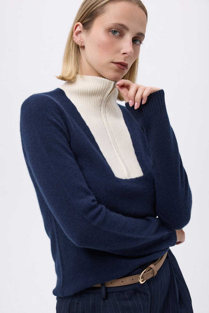 Emilie bleu marine blanc