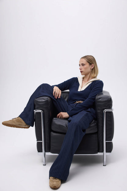 Emilie bleu marine blanc