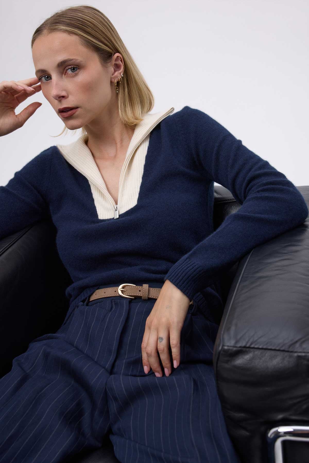 Emilie bleu marine blanc