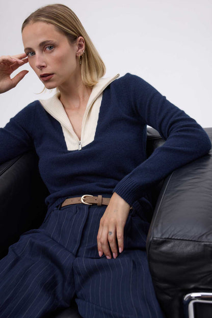 Emilie bleu marine blanc