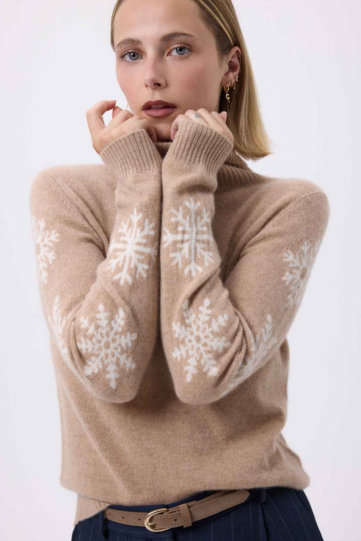 Flocon beige crème blanc