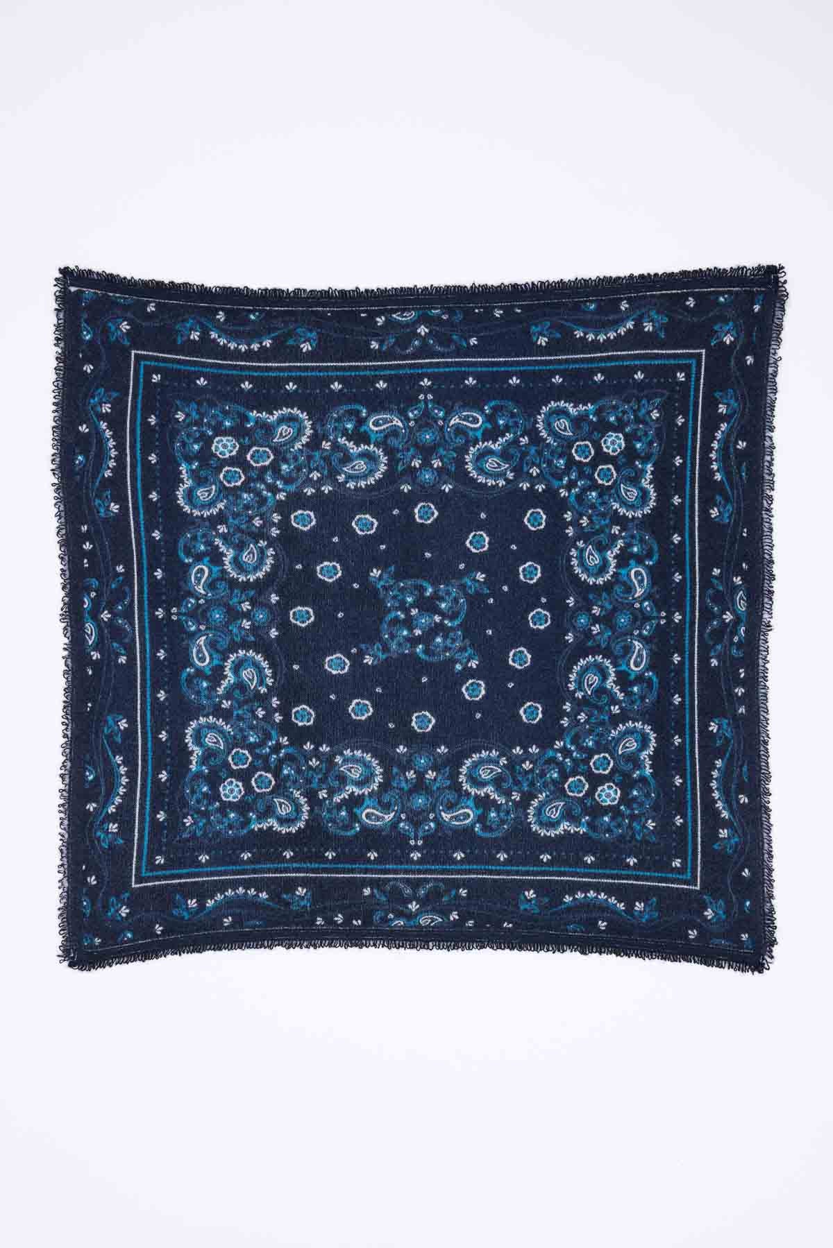 Bandana Flora bleu marine blanc turquoise