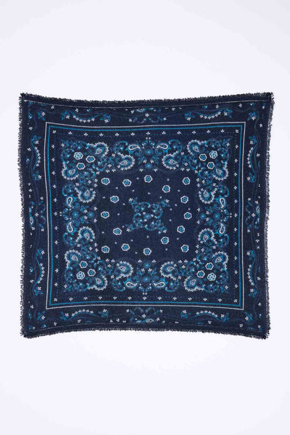 Bandana Flora bleu marine blanc turquoise