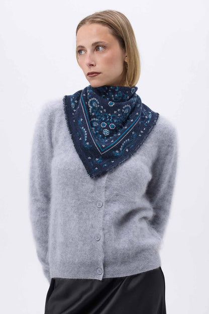 Bandana Flora bleu marine blanc turquoise