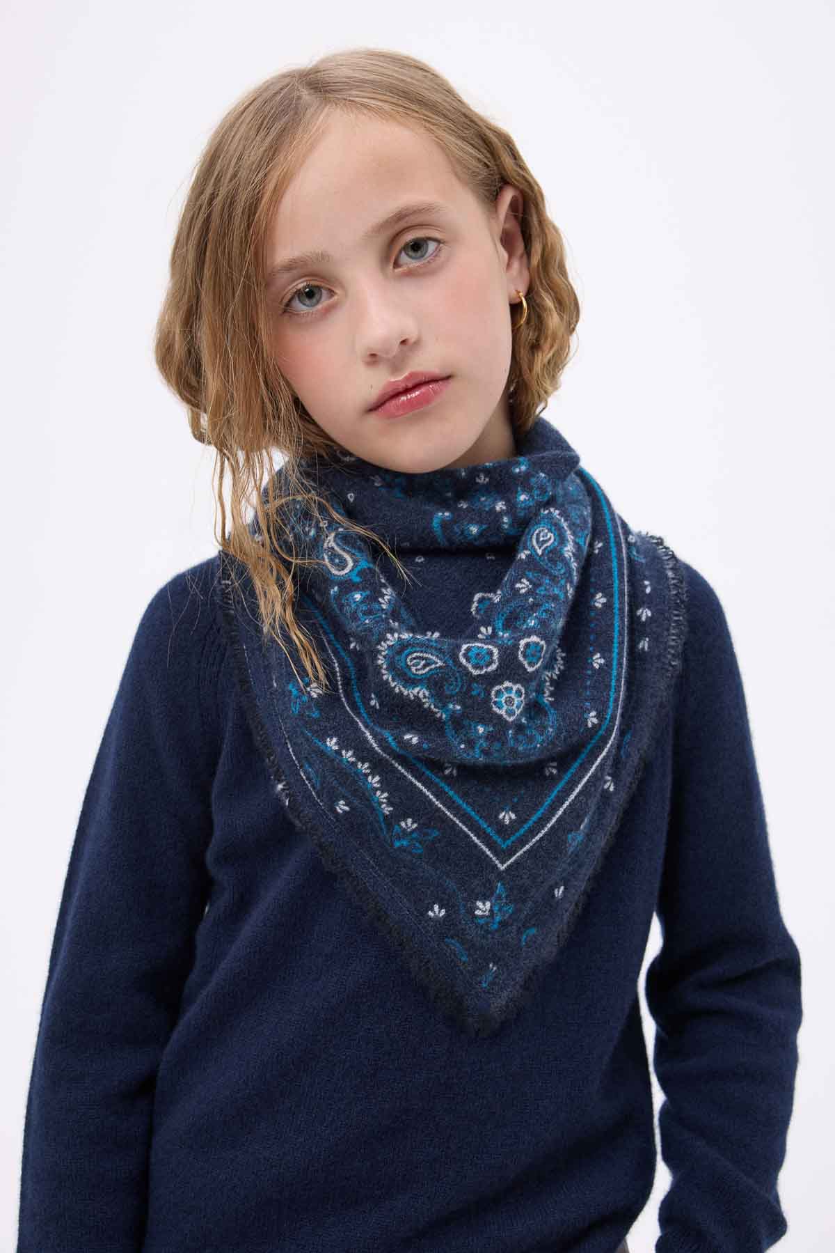 Bandana Flora bleu marine blanc turquoise