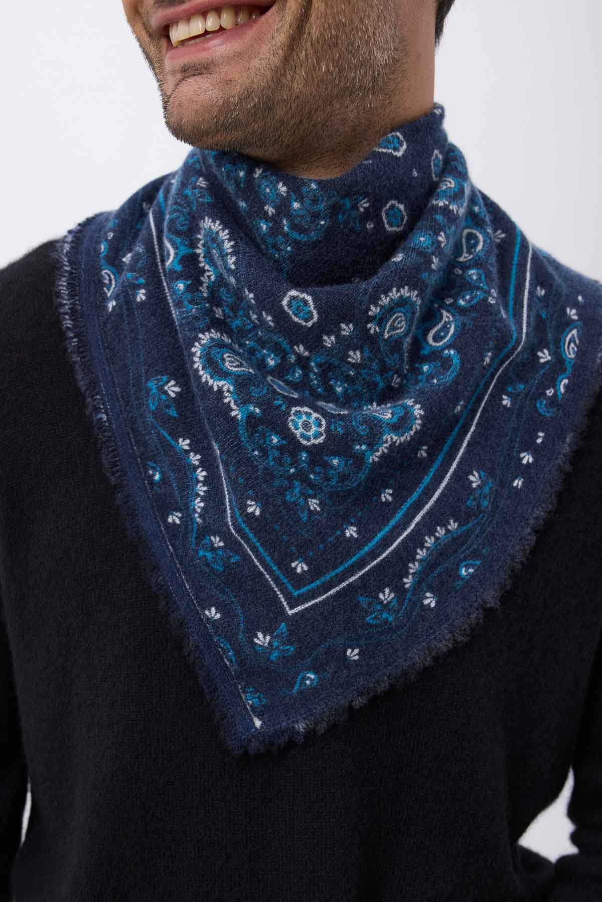 Bandana Flora bleu marine blanc turquoise