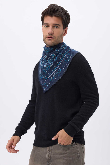 Bandana Flora bleu marine blanc turquoise
