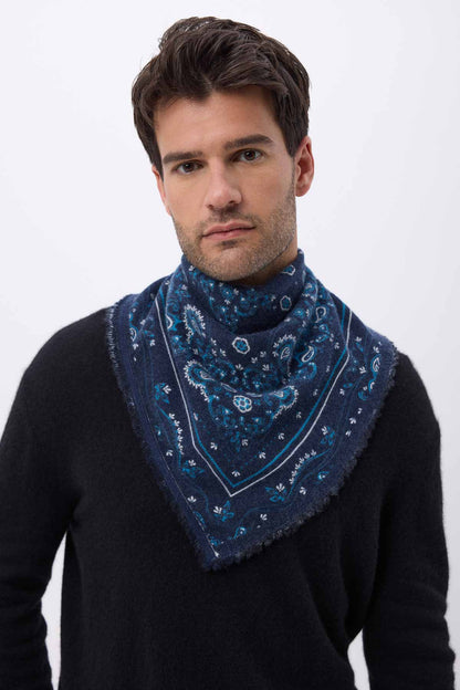 Bandana Flora bleu marine blanc turquoise