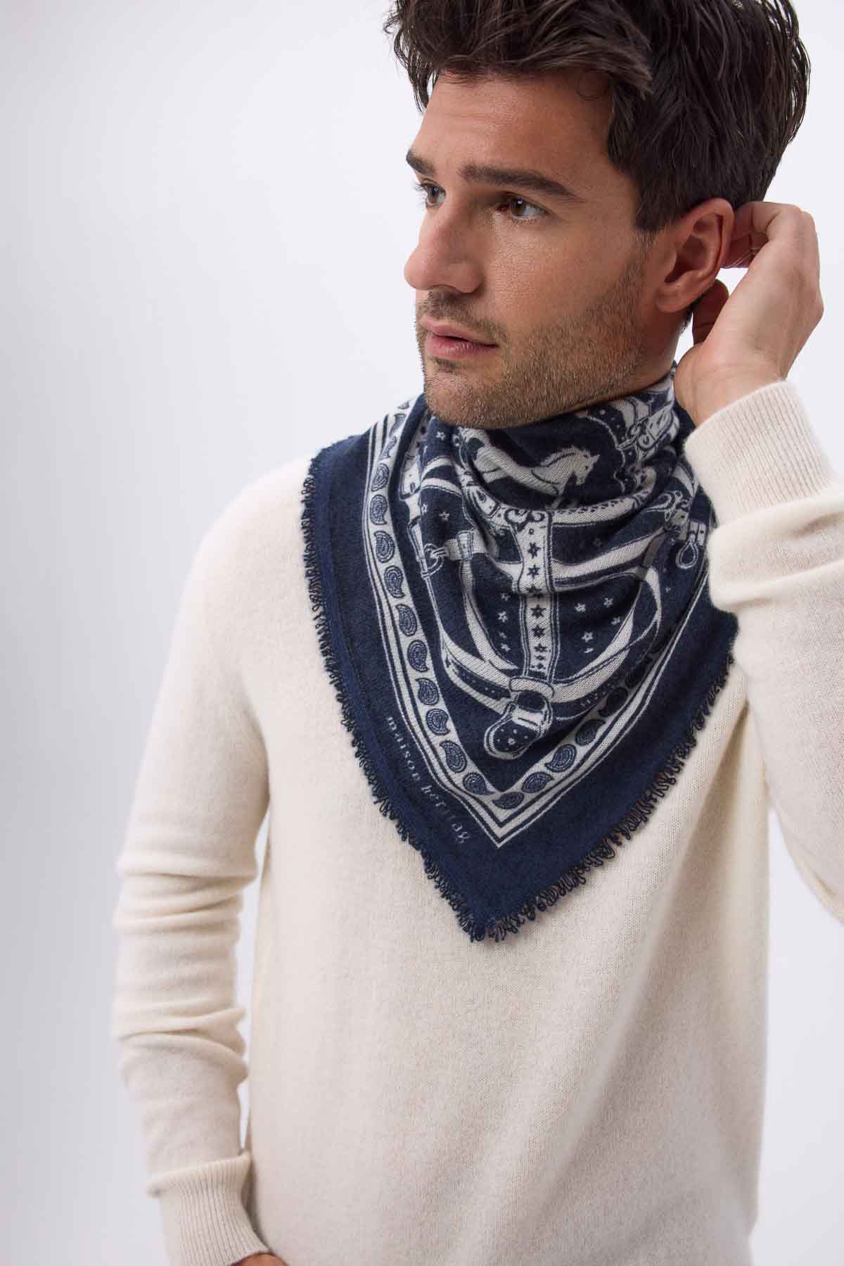 Bandana Small Le Harnais bleu marine blanc