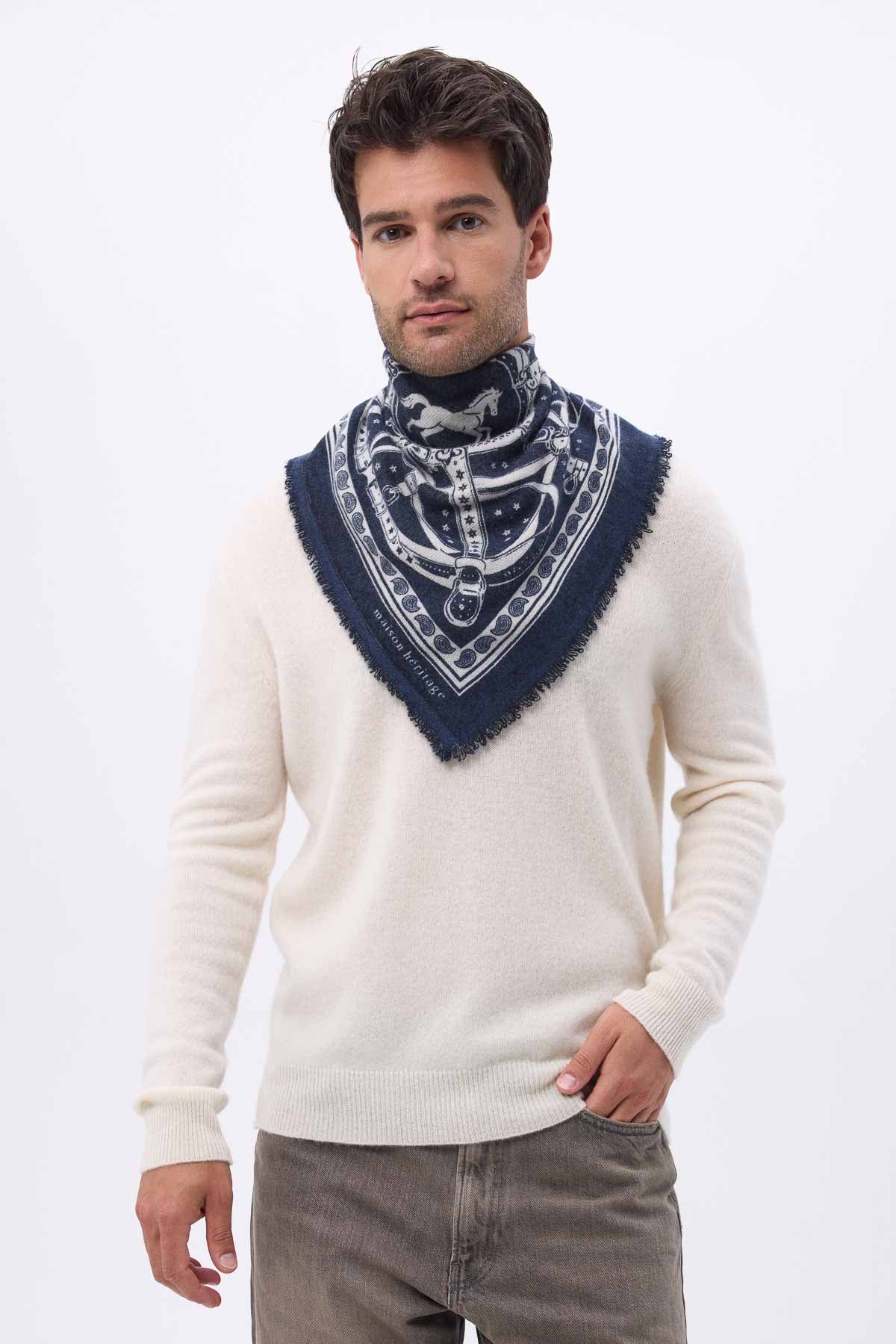 Bandana Small Le Harnais bleu marine blanc