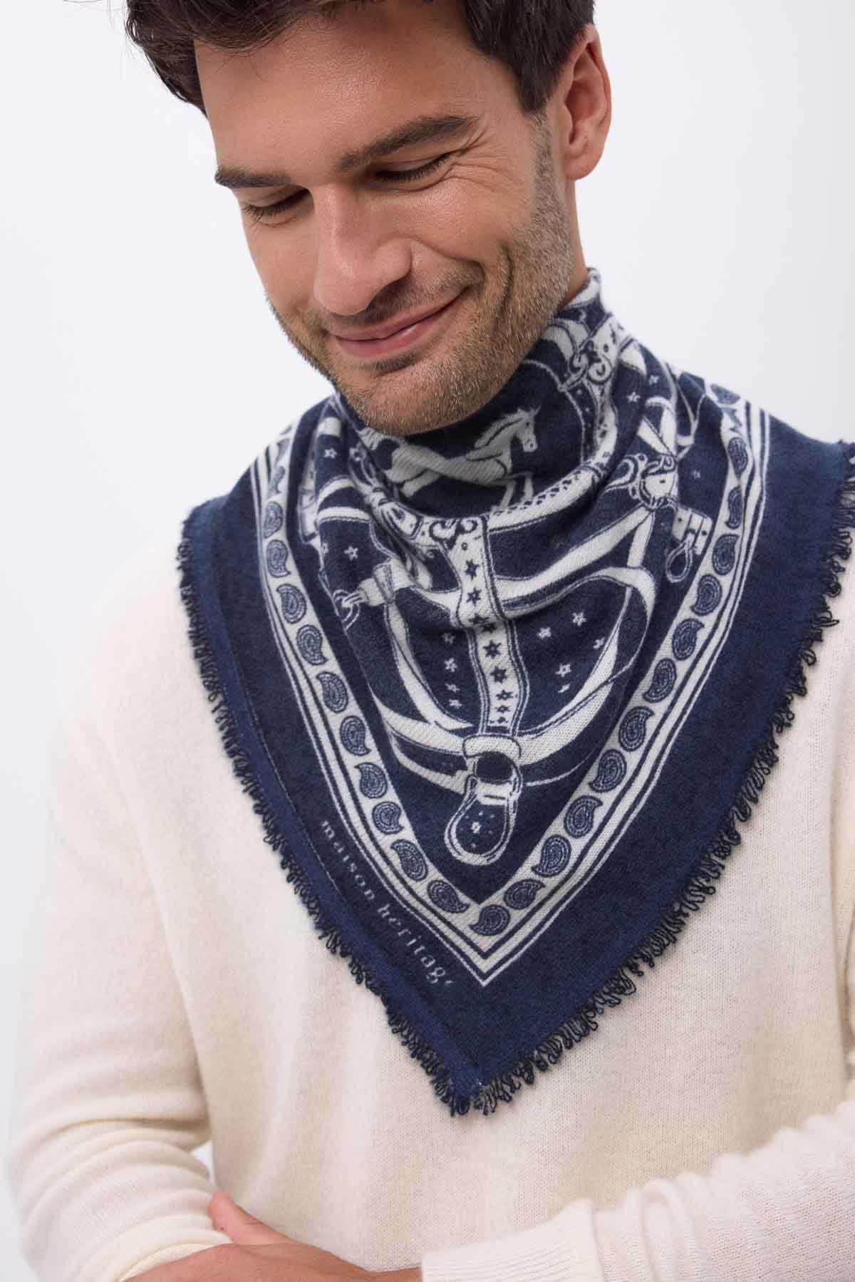 Bandana Small Le Harnais bleu marine blanc