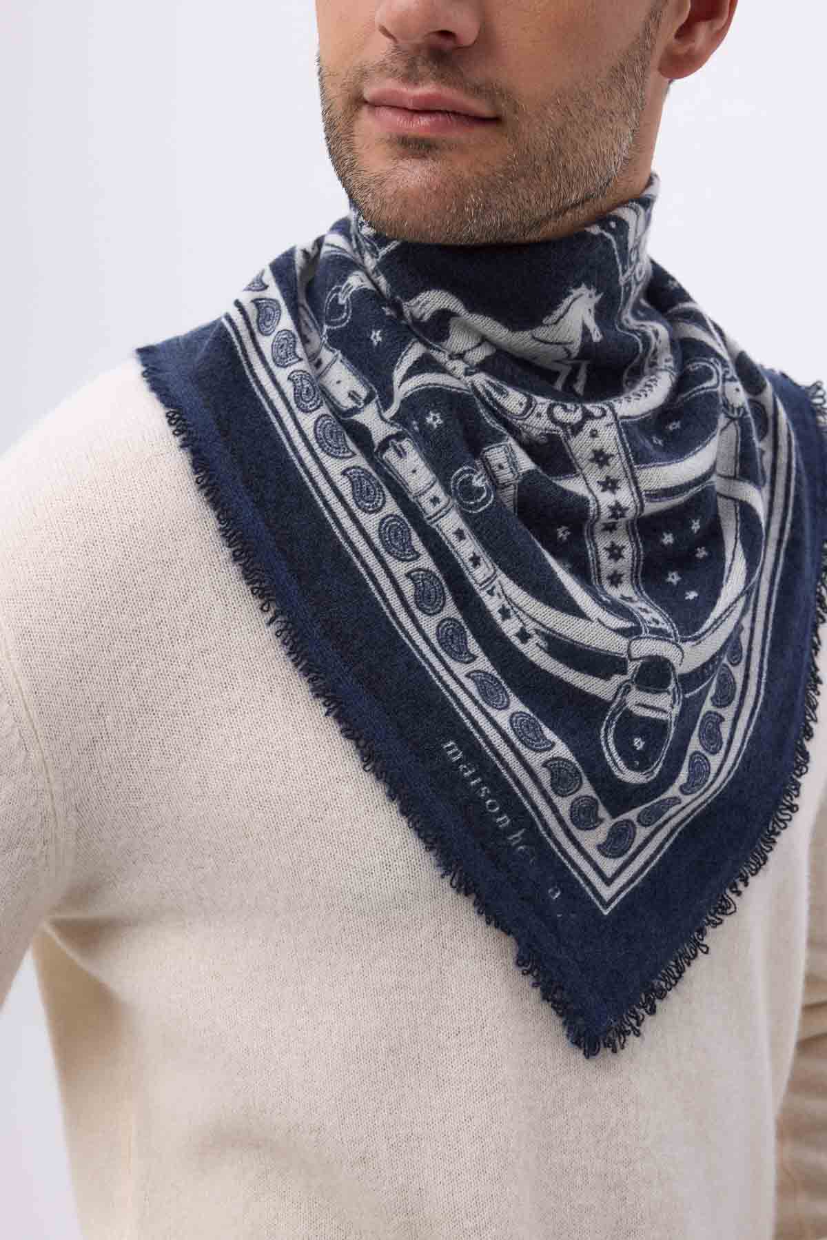 Bandana Small Le Harnais bleu marine blanc