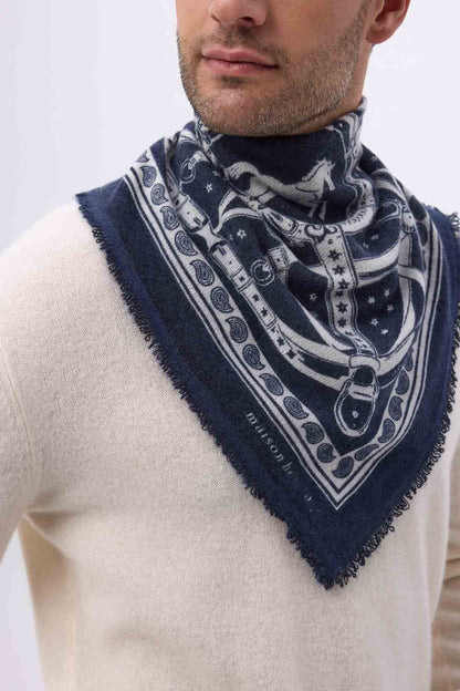 Bandana Small Le Harnais bleu marine blanc