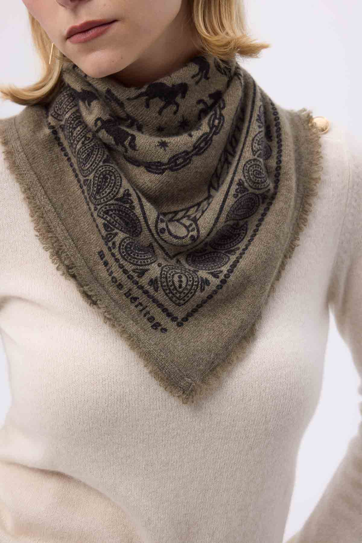 Bandana Horse vert khaki noir