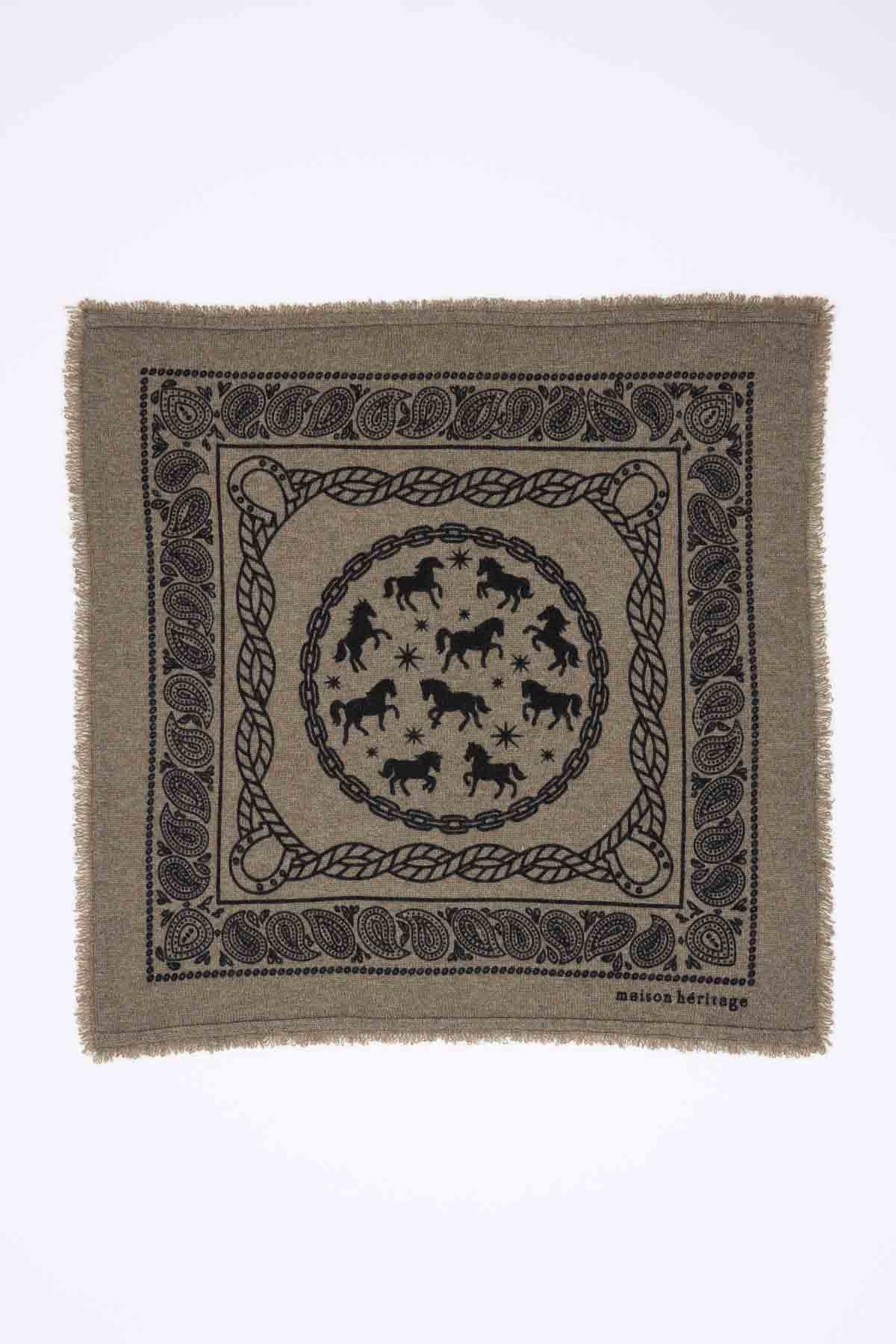 Bandana Horse vert khaki noir