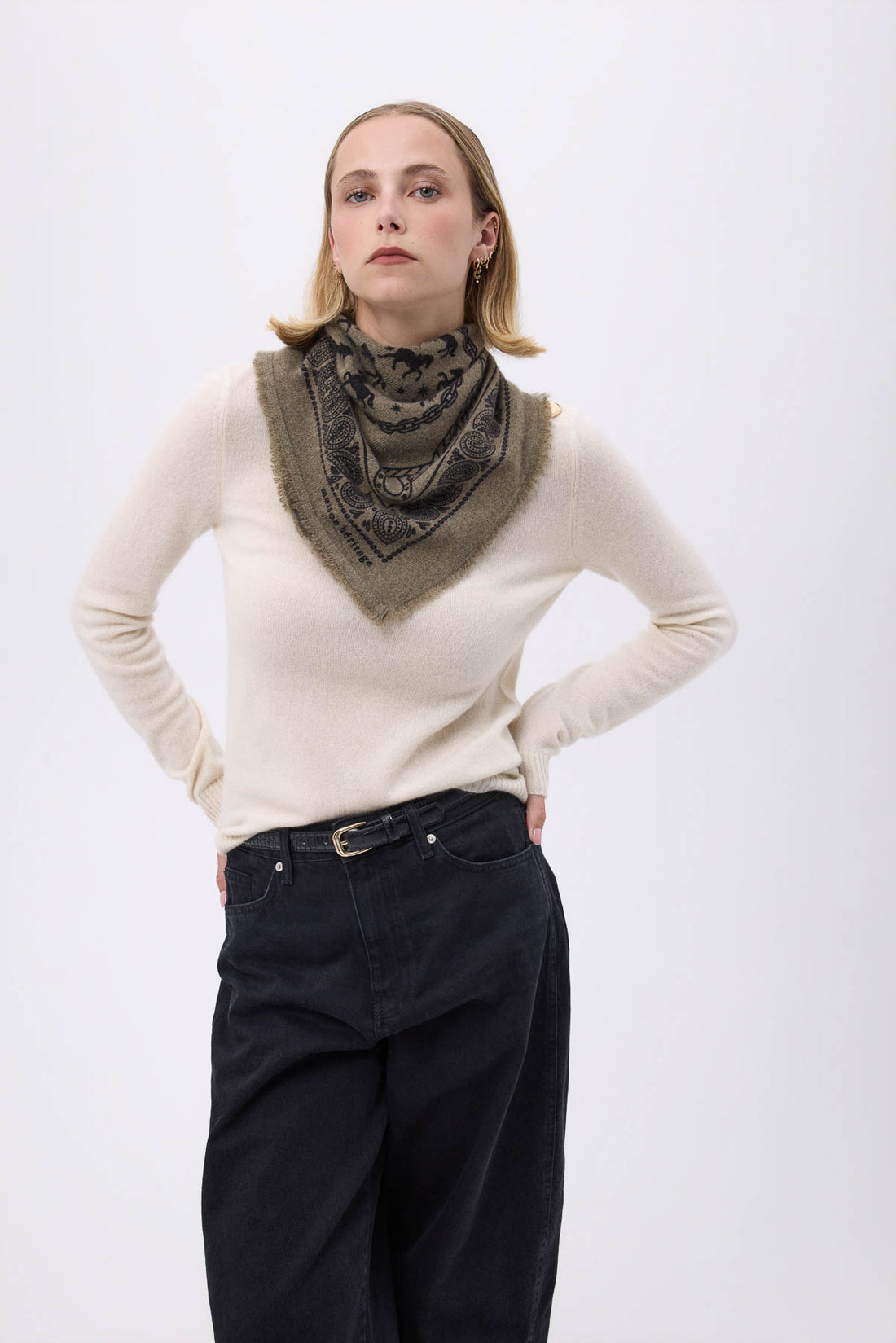 Bandana Horse vert khaki noir
