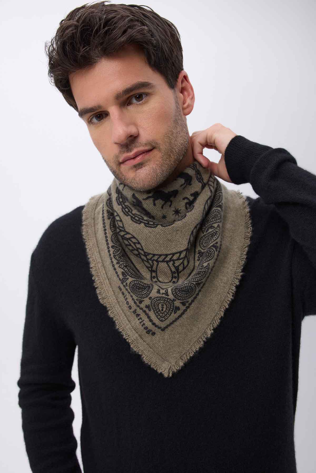 Bandana Horse vert khaki noir