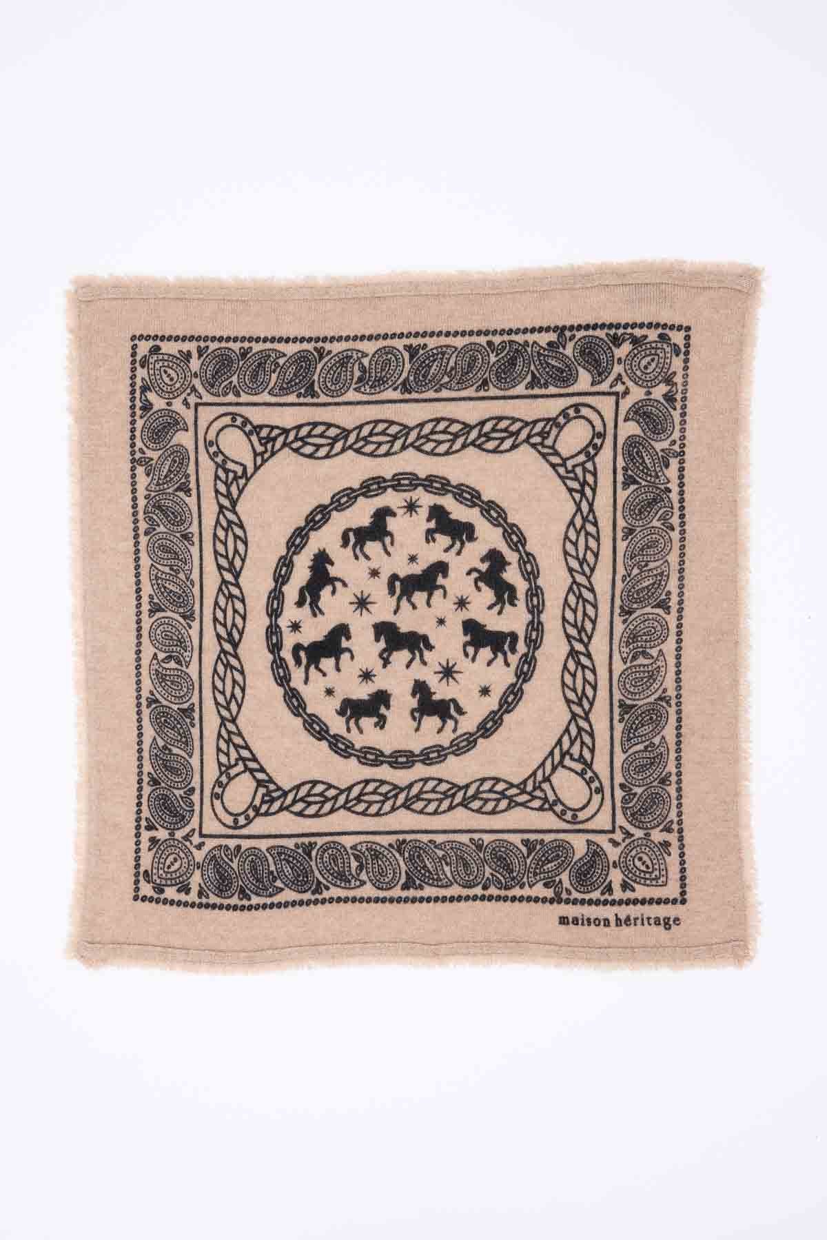 Bandana Horse beige creme noir