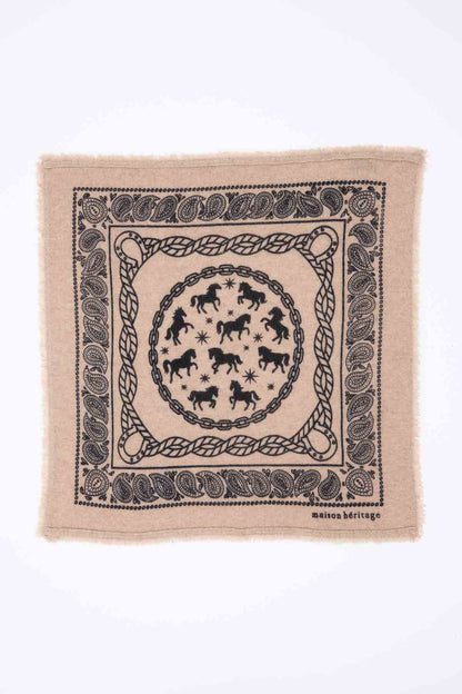 Bandana Horse beige creme noir