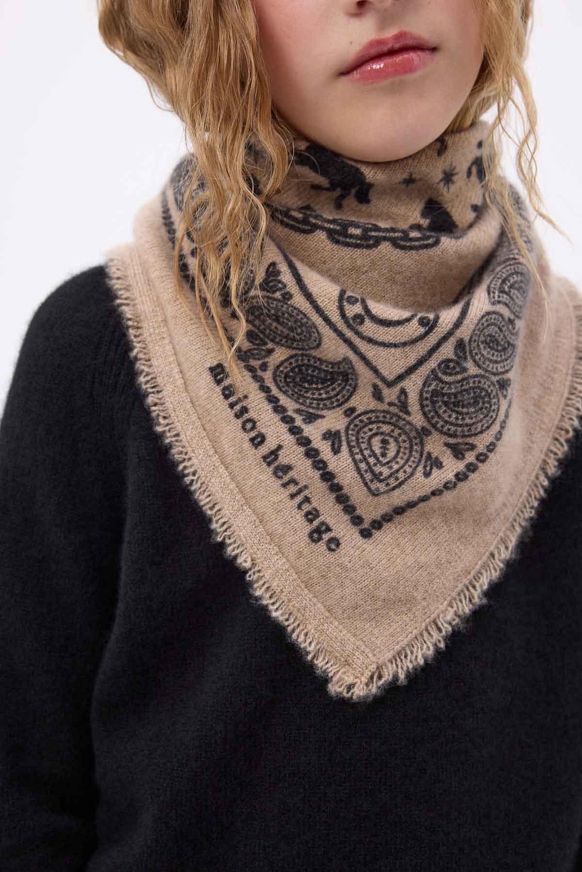 Bandana Horse beige creme noir