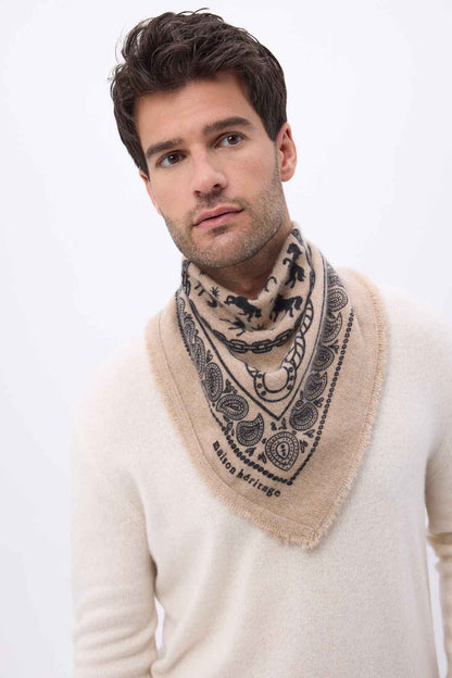 Bandana Horse beige creme noir