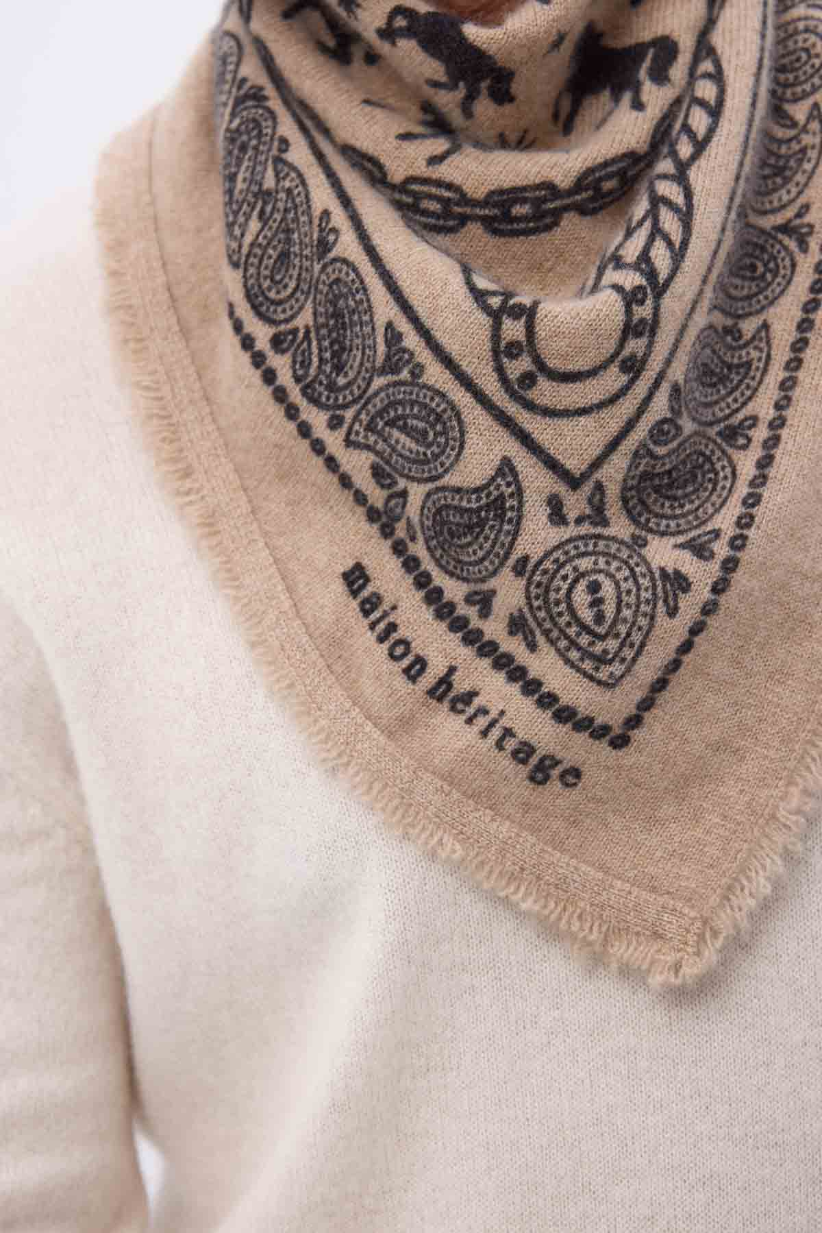 Bandana Horse beige creme noir