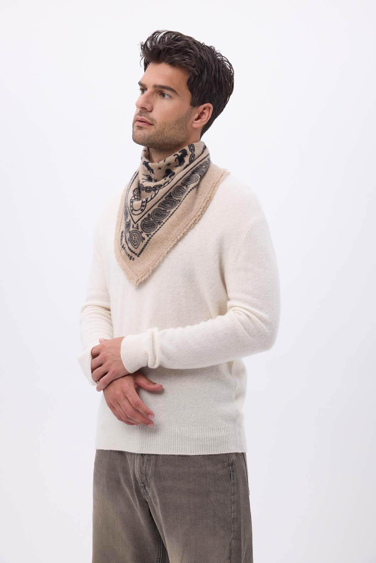 Bandana Horse beige creme noir