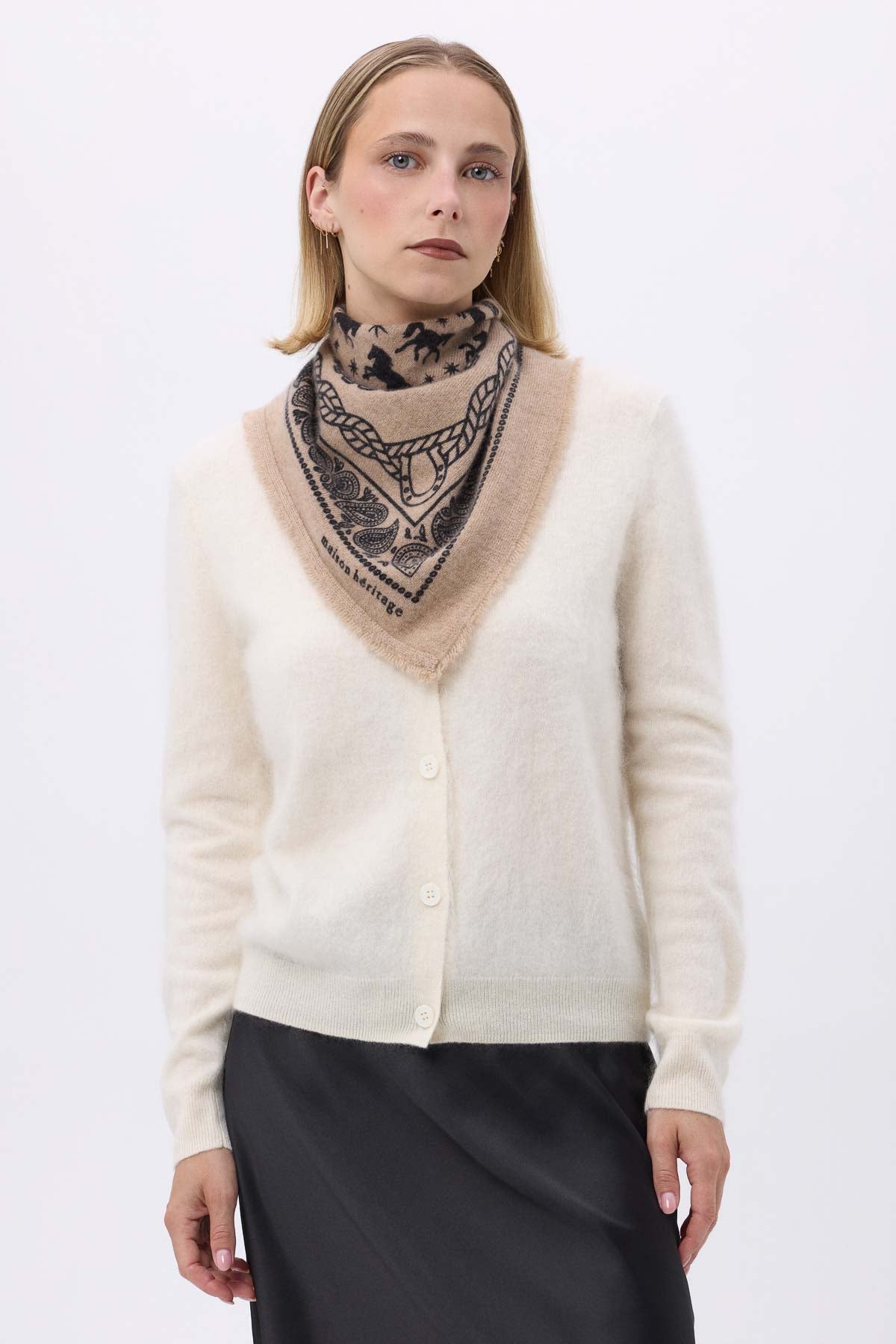 Bandana Horse beige creme noir