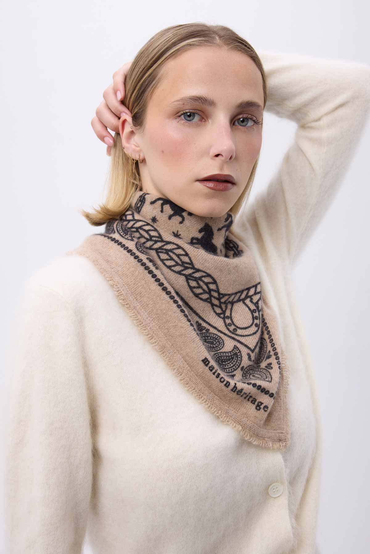 Bandana Horse beige creme noir