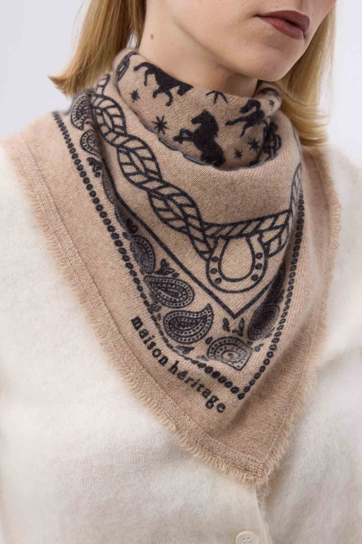 Bandana Horse beige creme noir