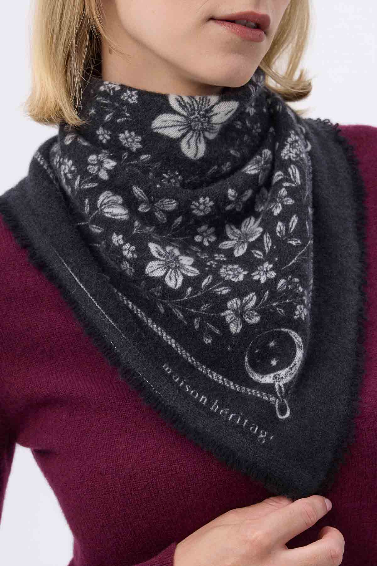 Bandana Small Jardin De Minuit noir  blanc