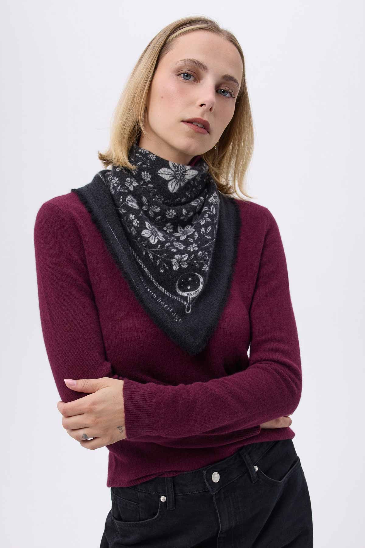 Bandana Small Jardin De Minuit noir  blanc