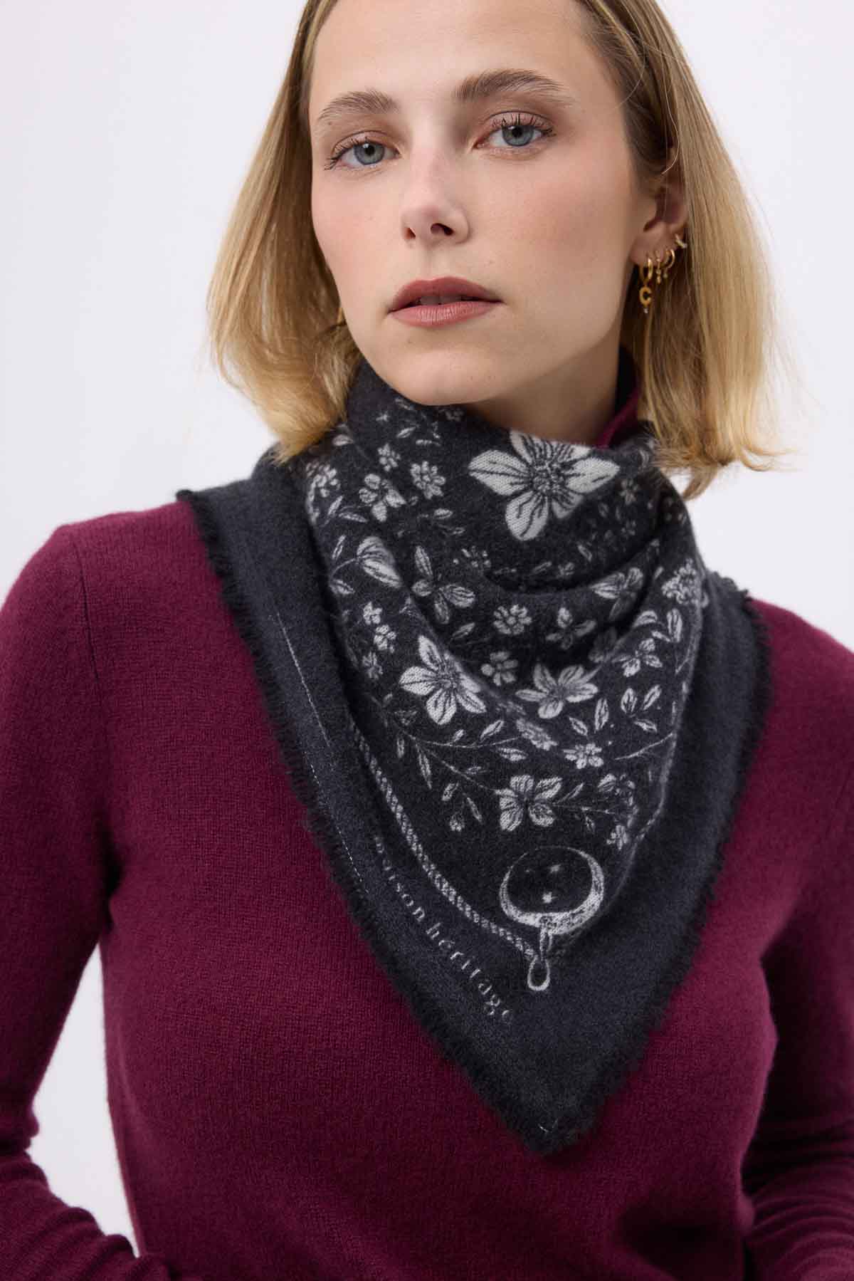 Bandana Small Jardin De Minuit noir  blanc