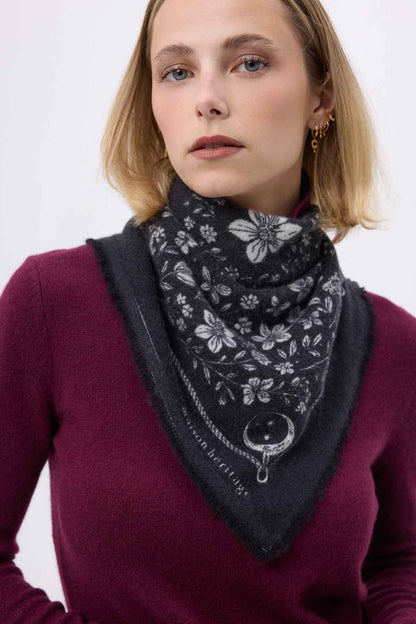 Bandana Small Jardin De Minuit noir  blanc