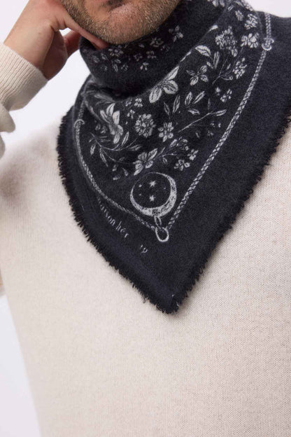 Bandana Small Jardin De Minuit noir  blanc