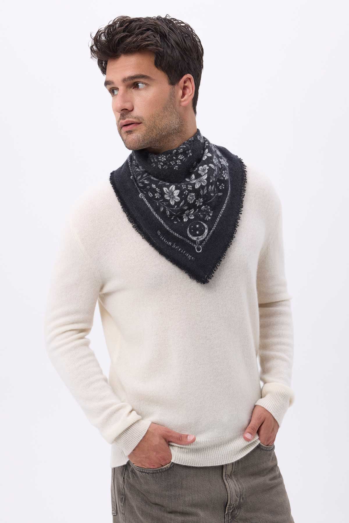 Bandana Small Jardin De Minuit noir  blanc