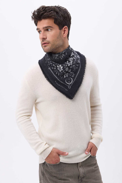 Bandana Small Jardin De Minuit noir  blanc