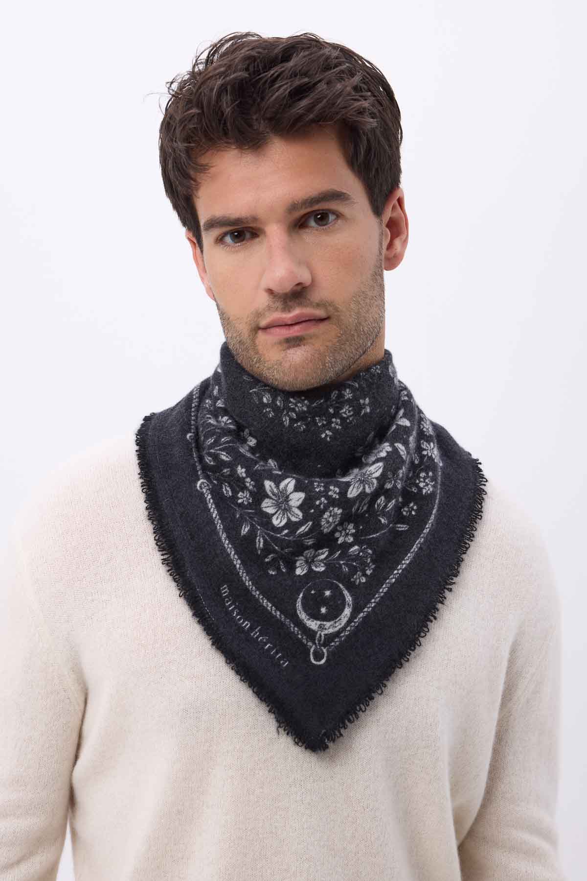 Bandana Small Jardin De Minuit noir  blanc