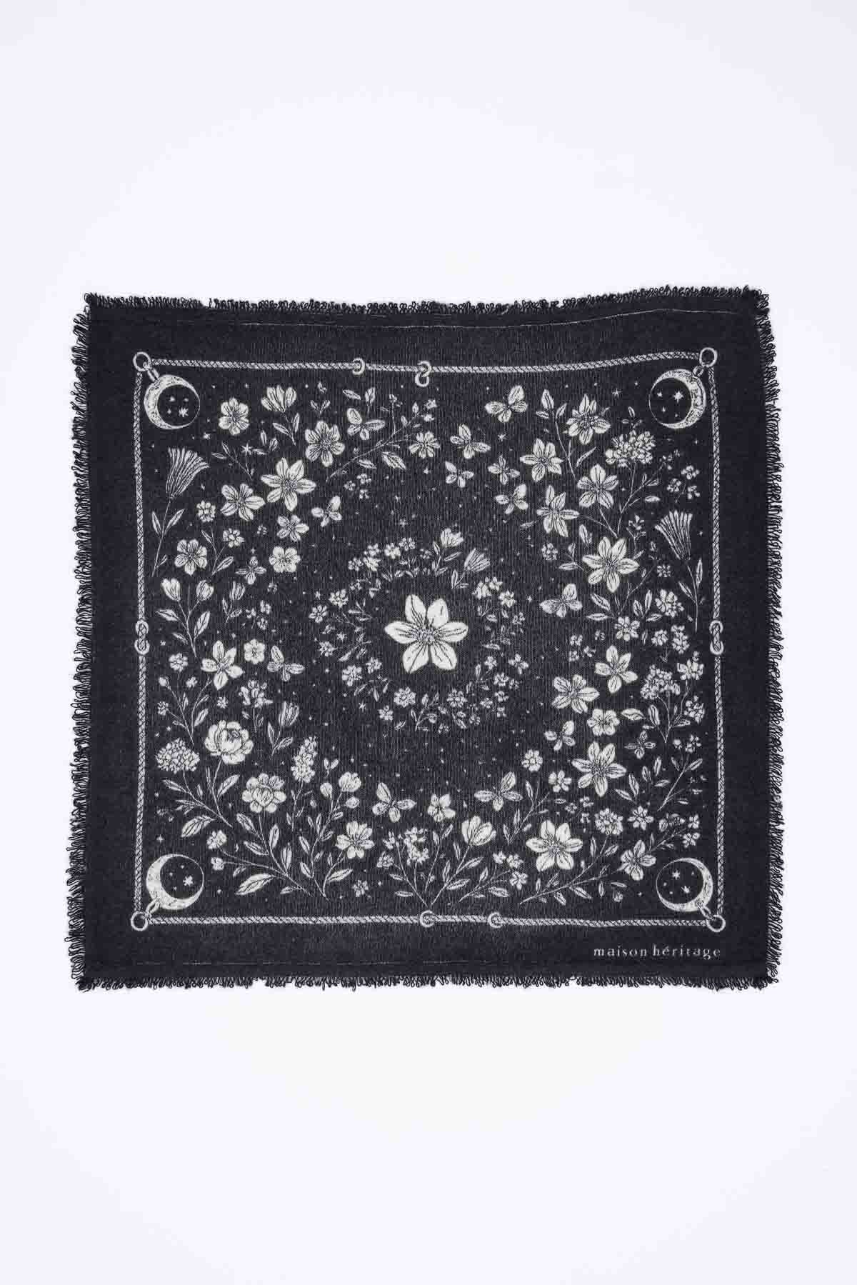 Bandana Small Jardin De Minuit noir  blanc
