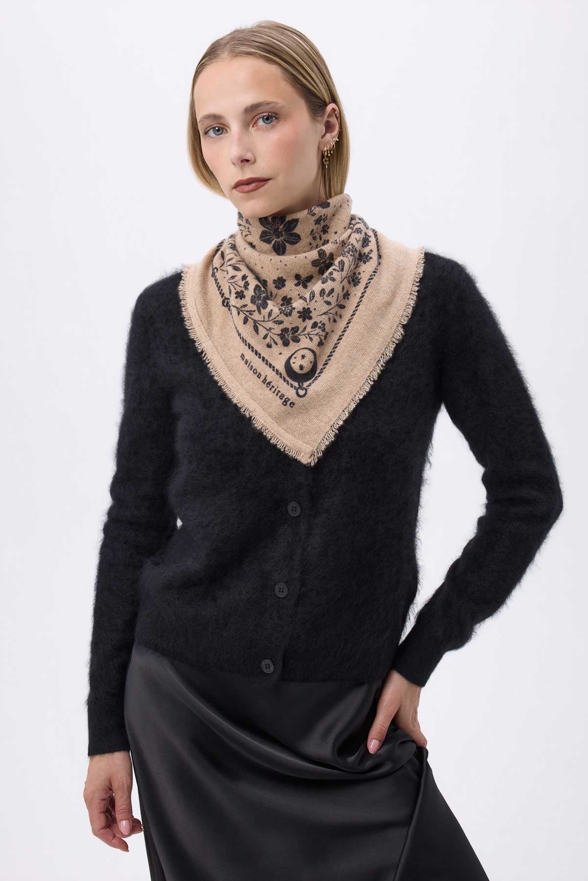 Bandana Small Jardin De Minuit beige creme noir