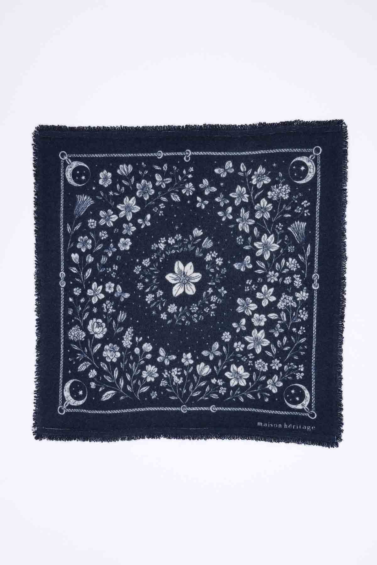 Bandana Small Jardin De Minuit bleu marine blanc