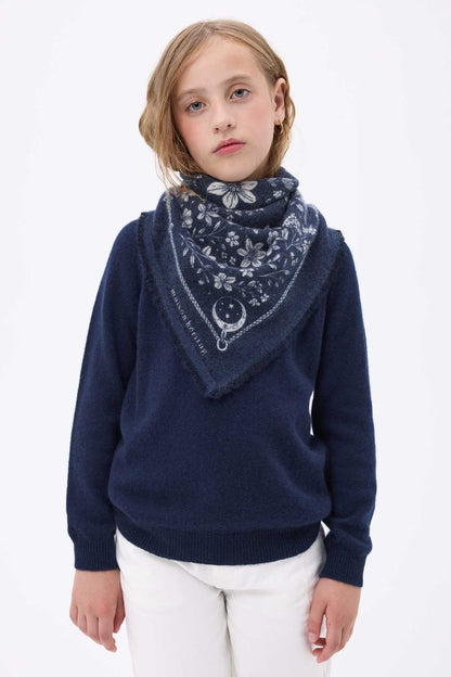 Bandana Small Jardin De Minuit bleu marine blanc