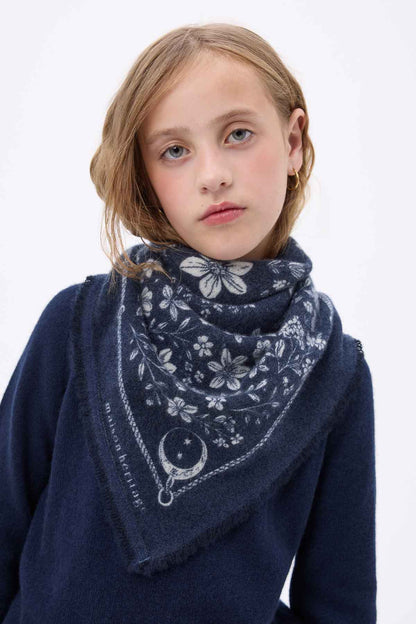 Bandana Small Jardin De Minuit bleu marine blanc