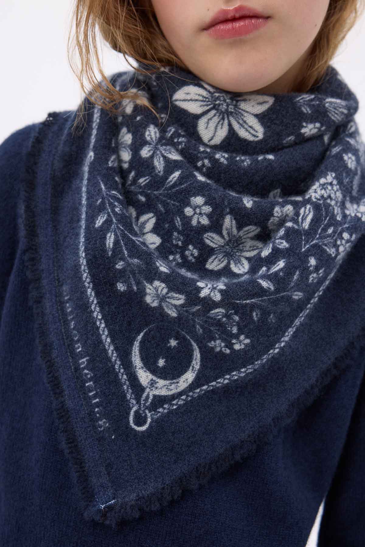 Bandana Small Jardin De Minuit bleu marine blanc