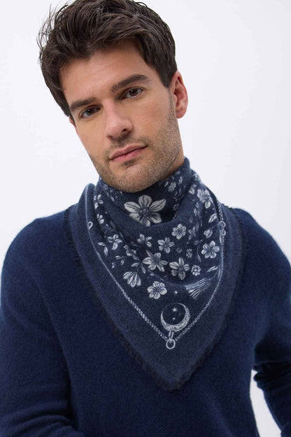 Bandana Small Jardin De Minuit bleu marine blanc