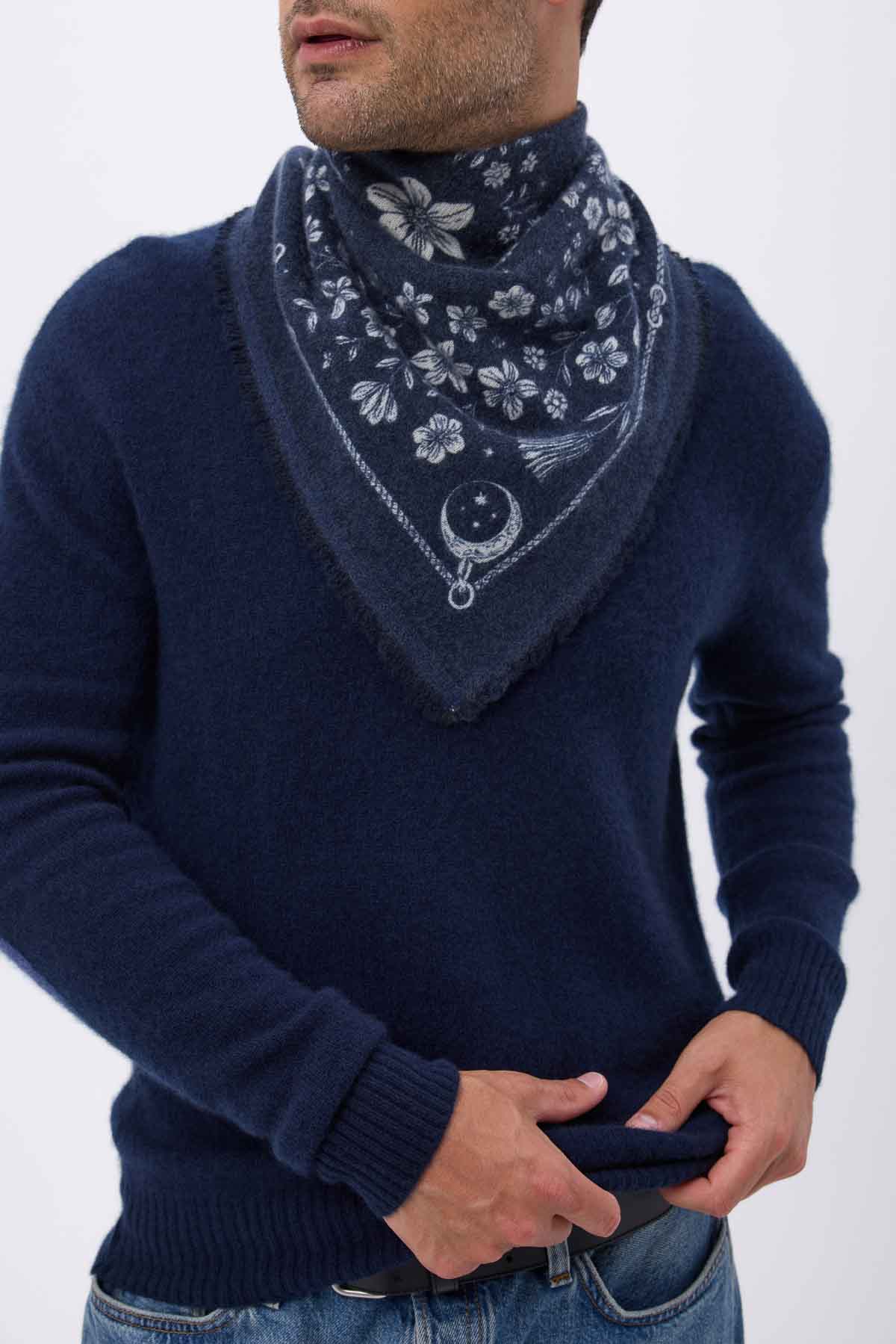 Bandana Small Jardin De Minuit bleu marine blanc