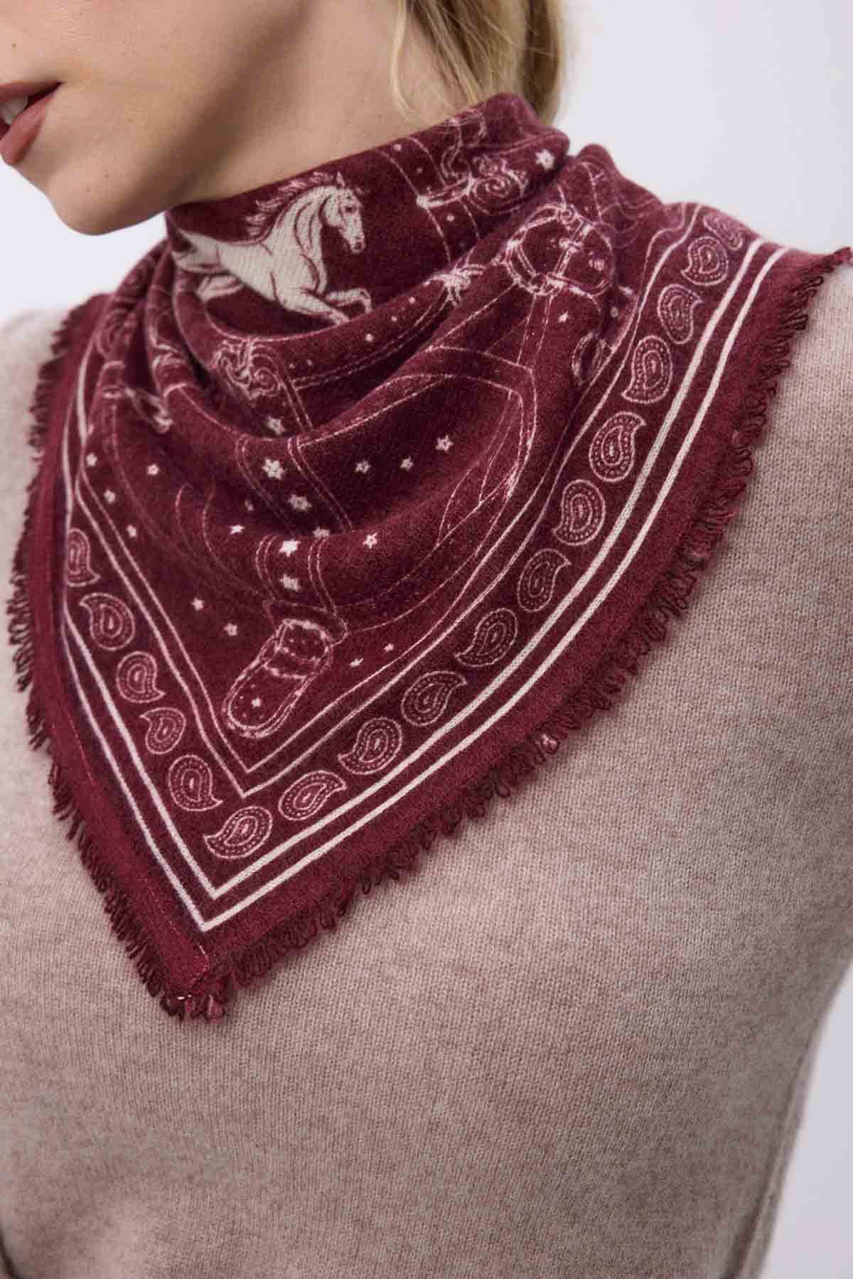 Bandana Small Le Harnais bordeaux blanc