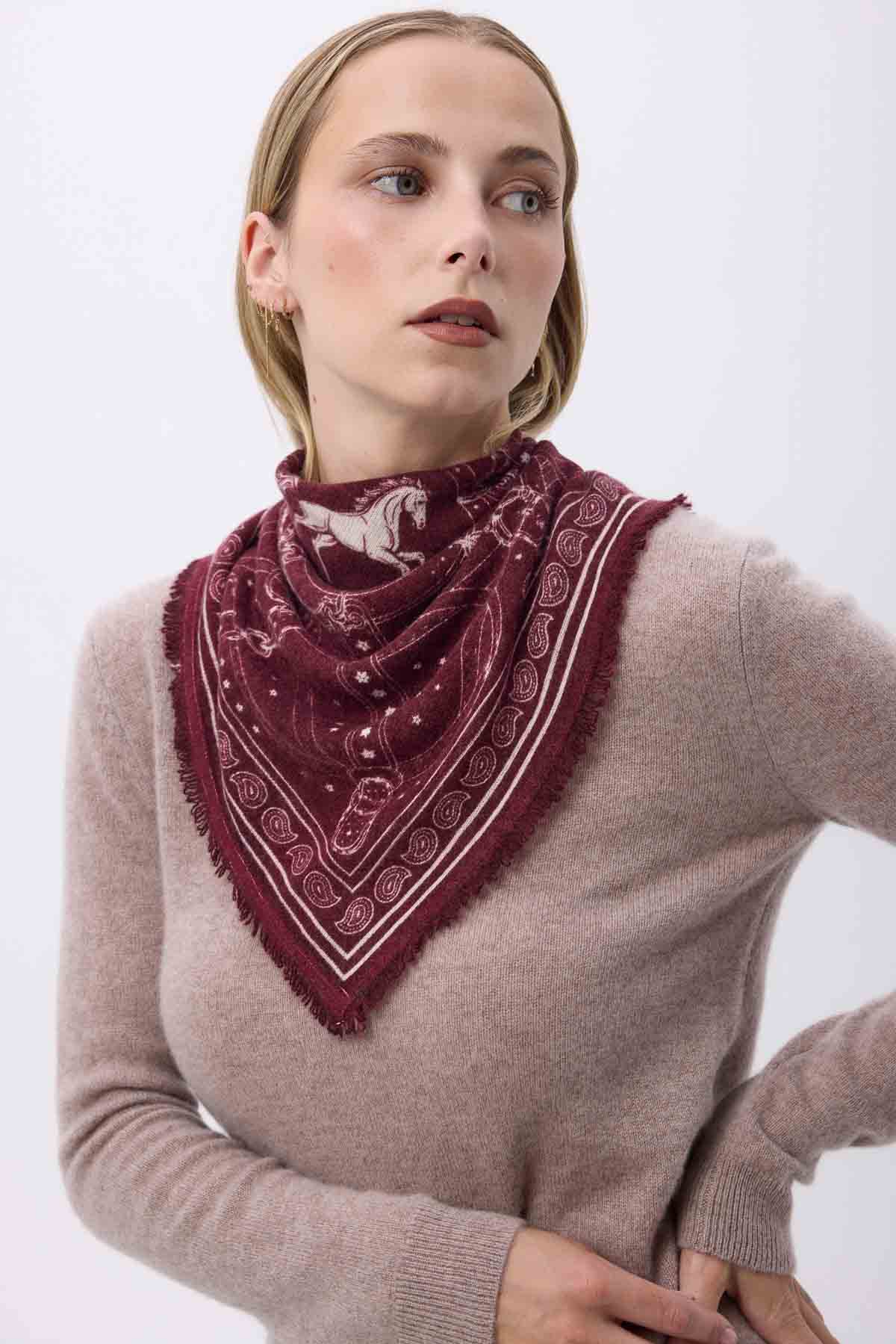 Bandana Small Le Harnais bordeaux blanc